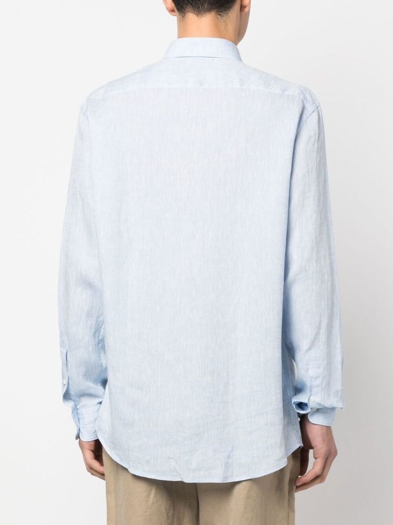 Blue Linen Long-sleeved Shirt