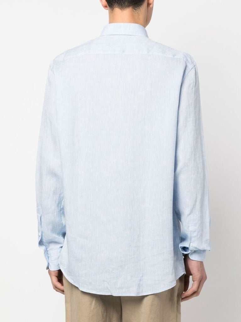 Blue Linen Long-sleeved Shirt