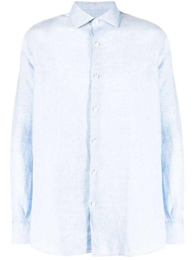 Blue Linen Long-sleeved Shirt
