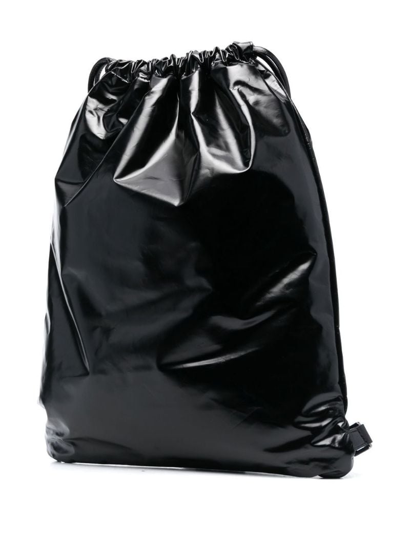 Black Patent Logo Print Backpack