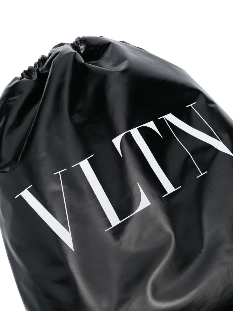 Black Patent Logo Print Backpack