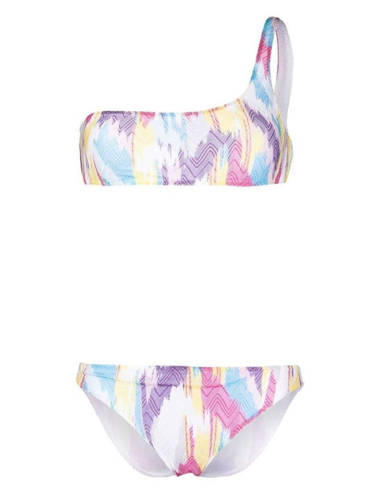 White Asymmetric Zigzag Bikini