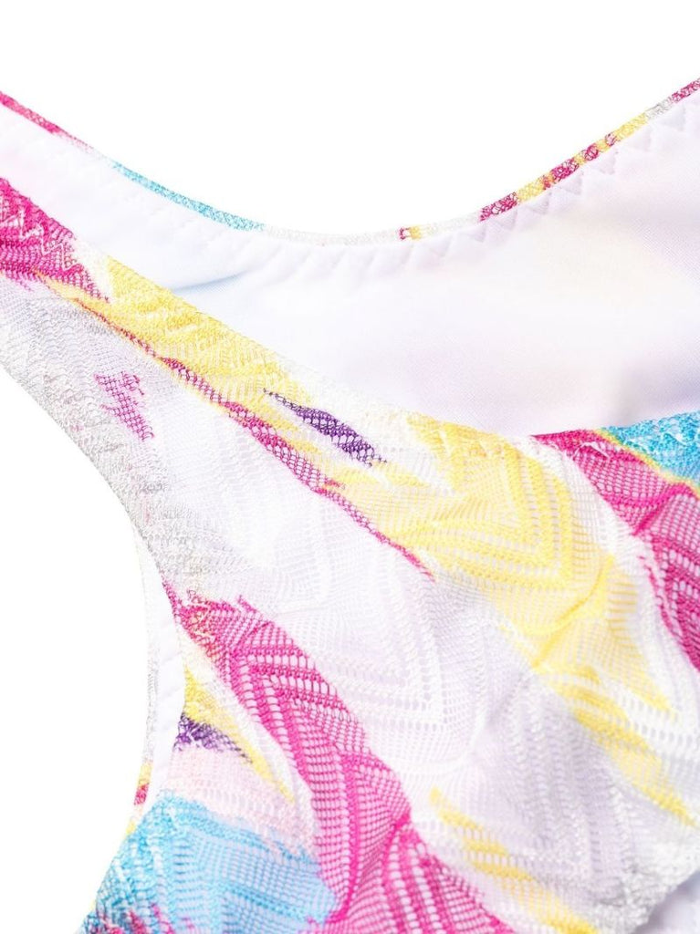 White Asymmetric Zigzag Bikini