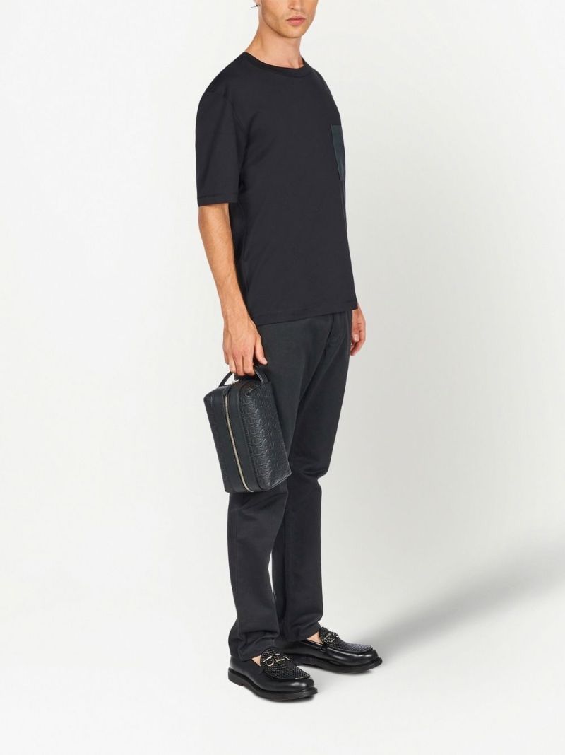 Black Gancini Pattern Leather Clutch