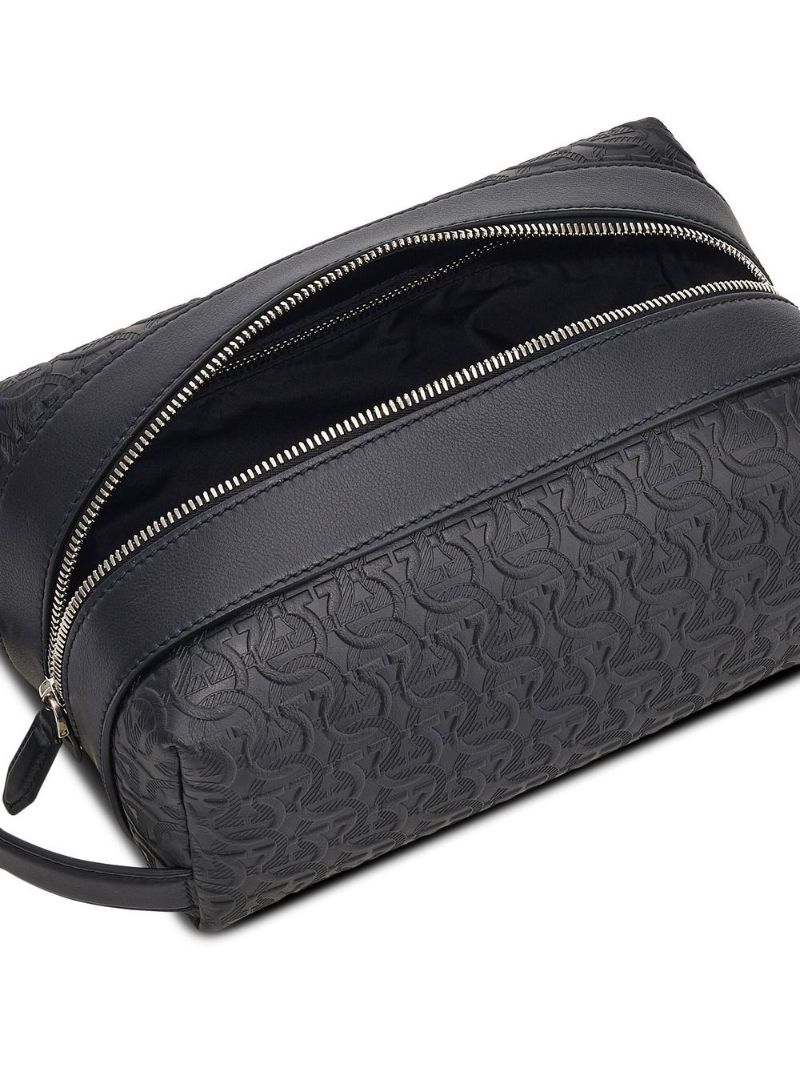 Black Gancini Pattern Leather Clutch