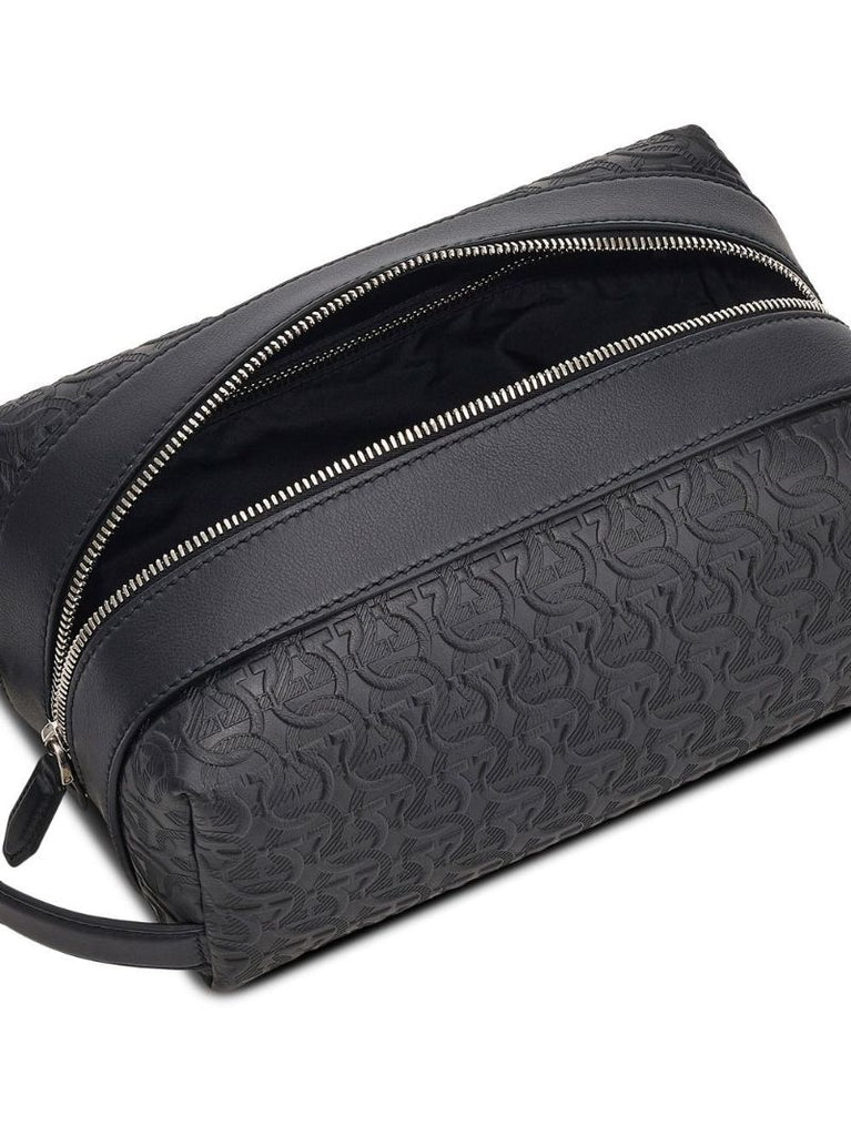Black Gancini Pattern Leather Clutch