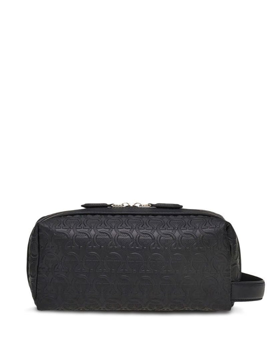 Black Gancini Pattern Leather Clutch