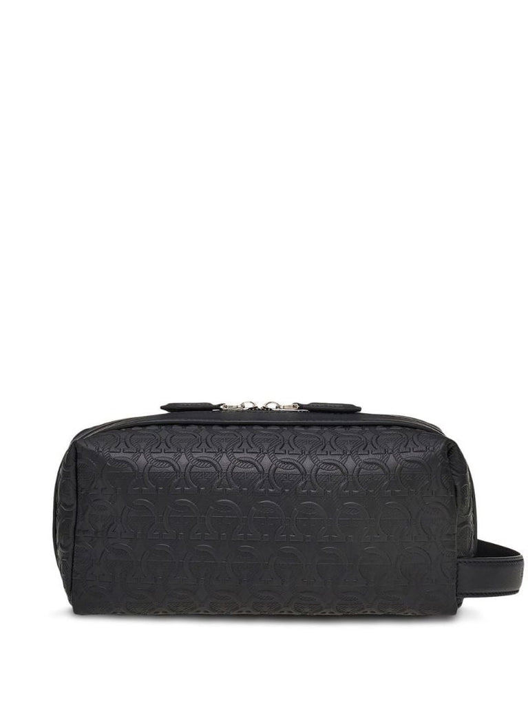 Black Gancini Pattern Leather Clutch