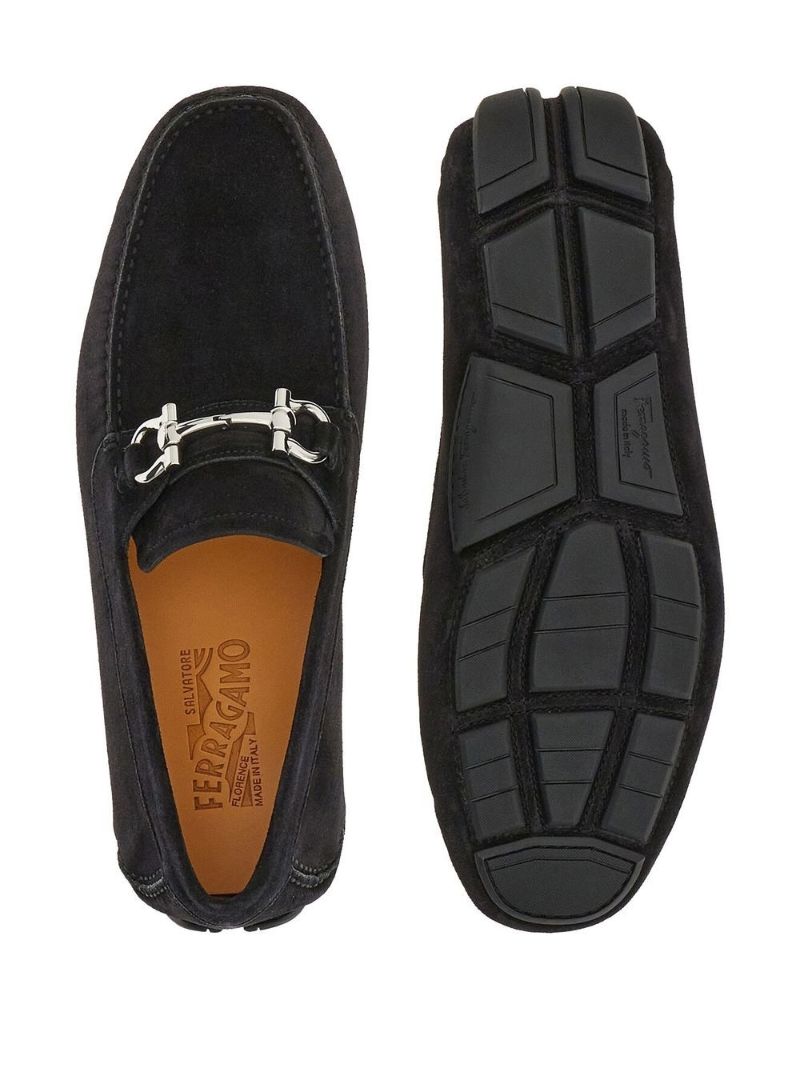 Black Gancini Suede Loafers