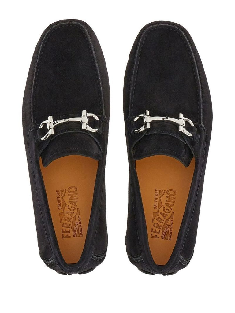 Black Gancini Suede Loafers