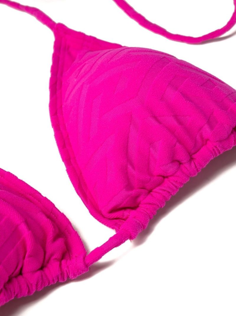Pink La Greca-jacquard Bikini Top