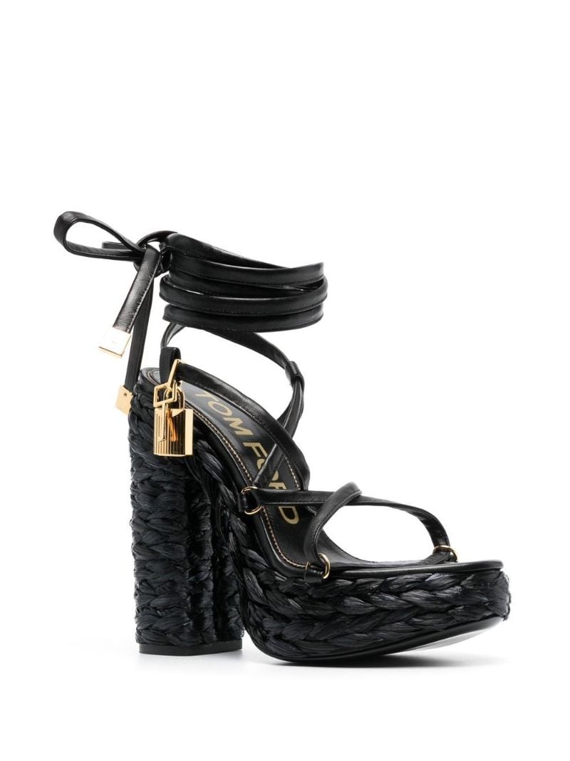 Black Padlock 140 Leather Platform Sandals