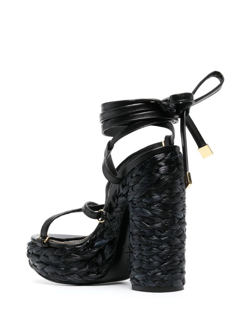 Black Padlock 140 Leather Platform Sandals