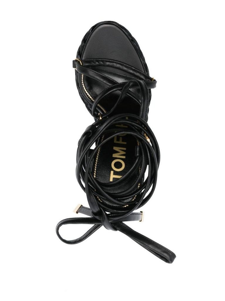 Black Padlock 140 Leather Platform Sandals