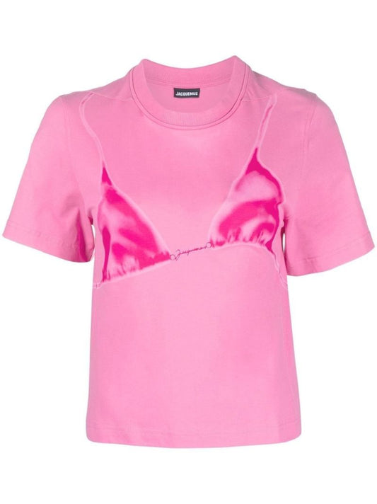 Pink Bikini Print Cotton T-shirt