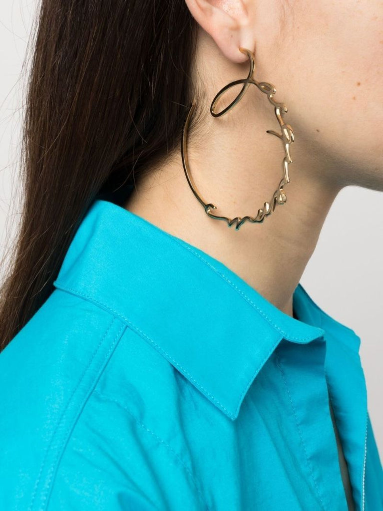 Gold-tone Les CrÃ_x0083_Â©oles Logo Hoop Earrings