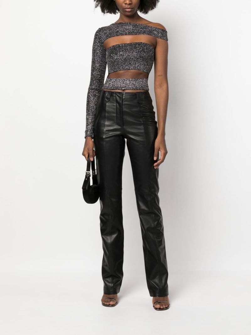 Grey Off-the-shoulder Glitter Top