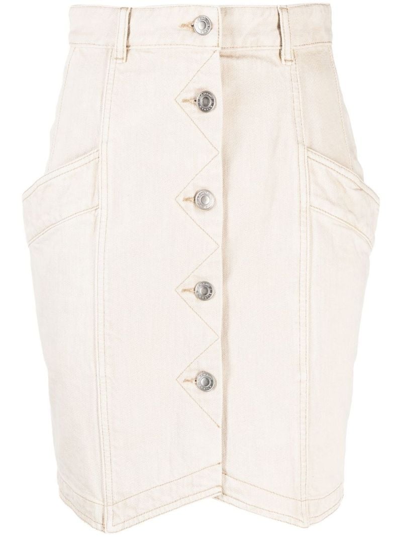Neutral High-waisted Denim Mini Skirt