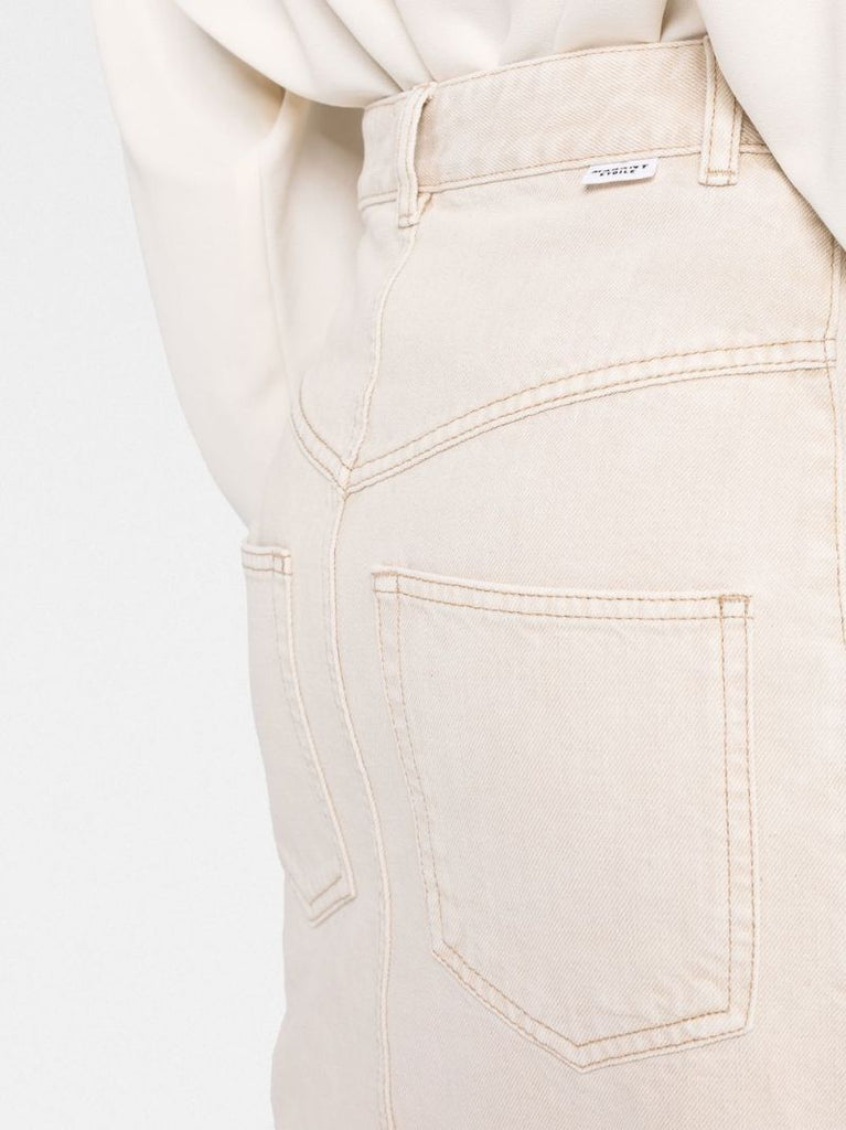 Neutral High-waisted Denim Mini Skirt