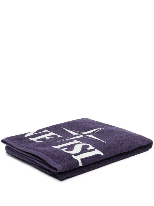 Purple Cotton Logo Print Towel