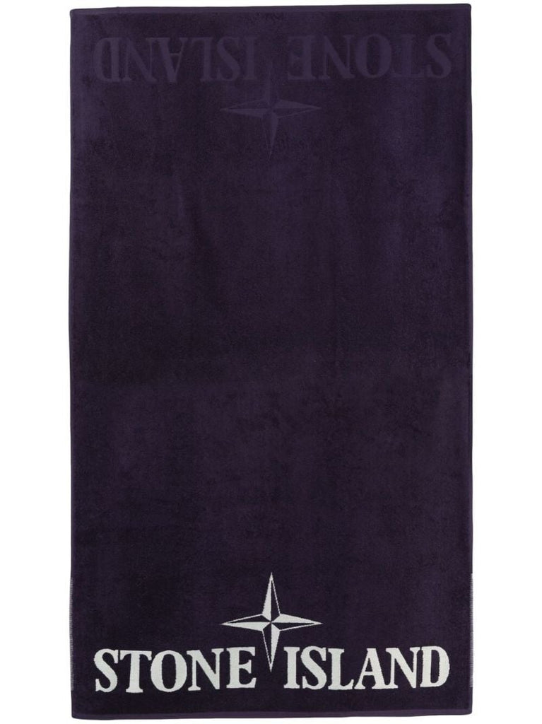 Purple Cotton Logo Print Towel