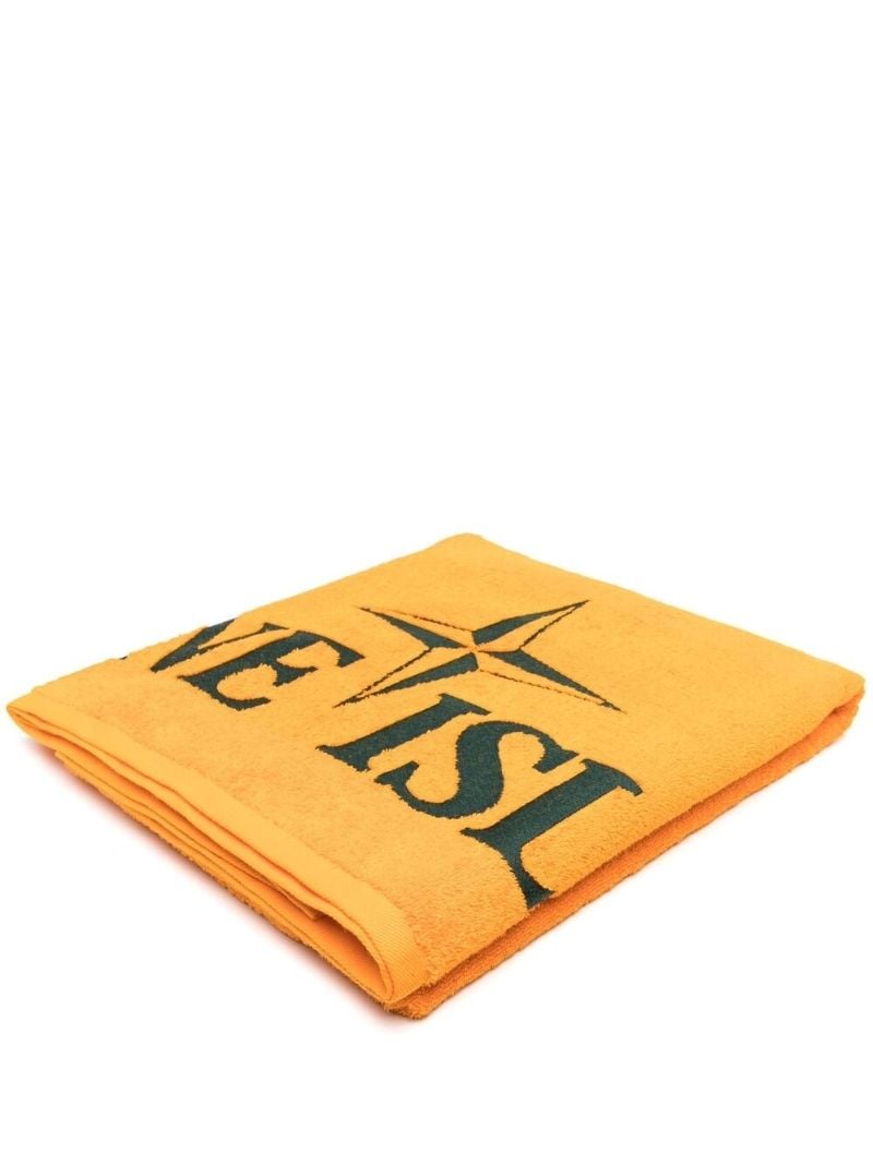 Orange Cotton Logo Print Towel