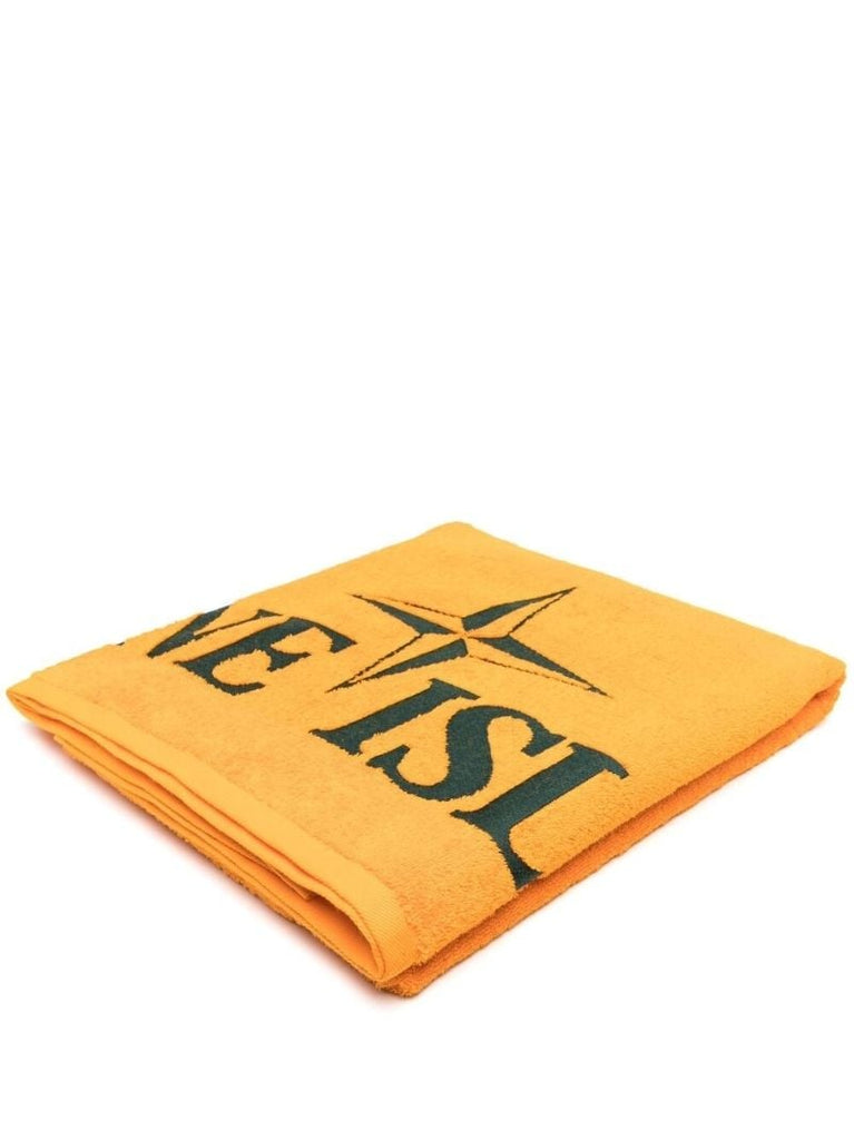 Orange Cotton Logo Print Towel