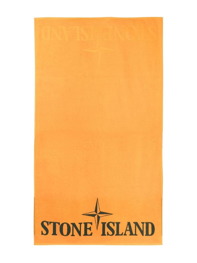 Orange Cotton Logo Print Towel
