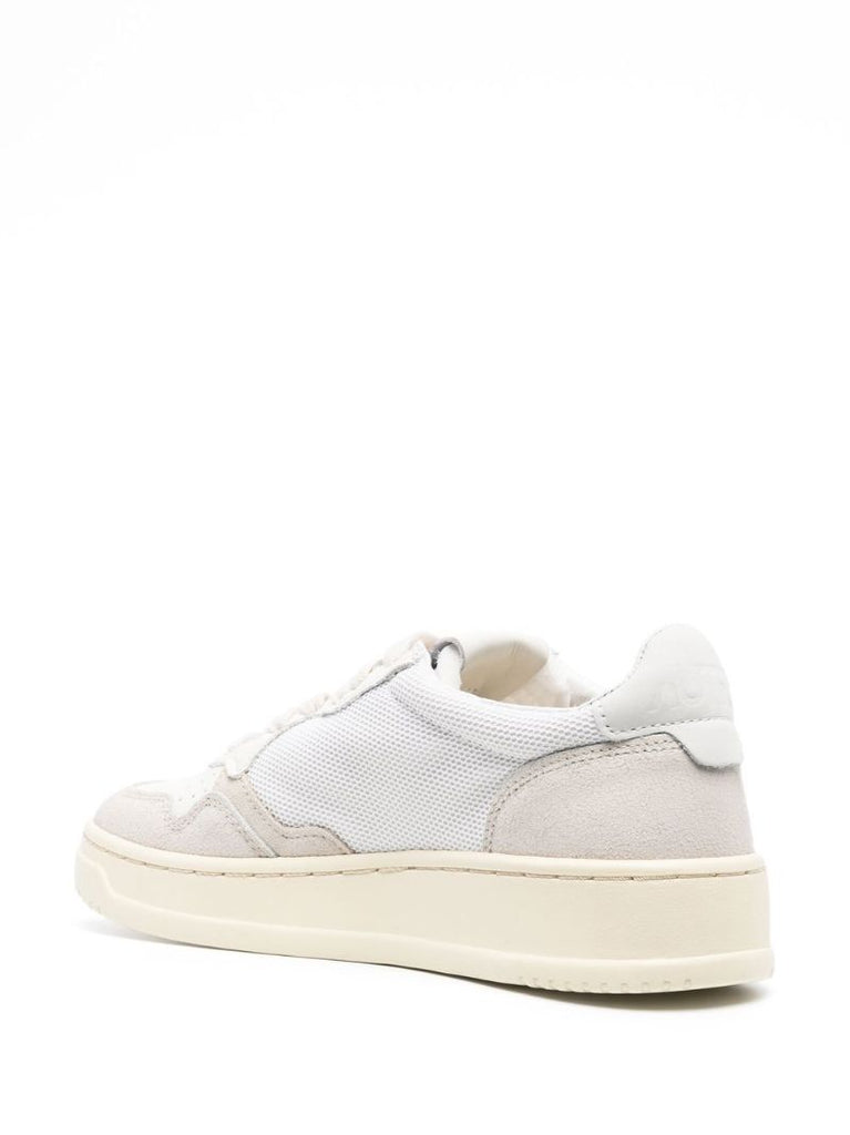 White Medalist Leather and Suede Sneakers