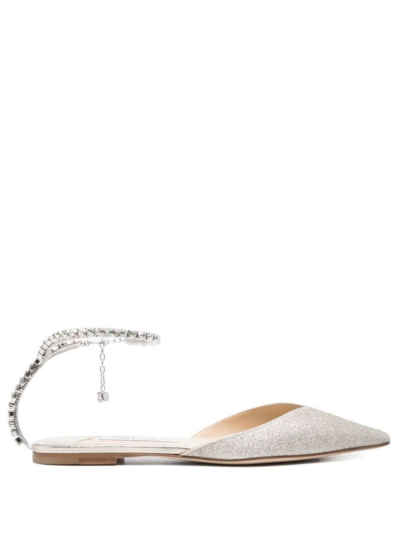 Gold-tone Saeda Glitter Flat Pumps