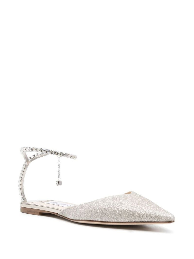 Gold-tone Saeda Glitter Flat Pumps