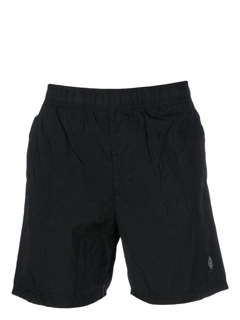 Black Compass Patch Swim Shorts