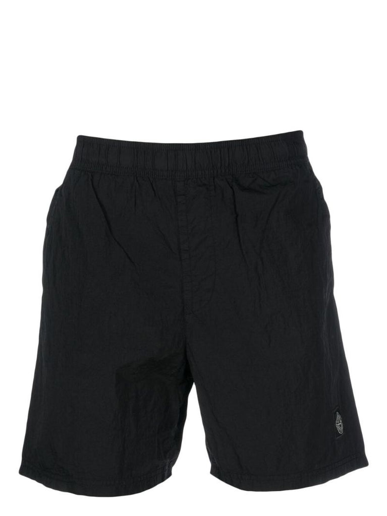 Black Compass Patch Swim Shorts