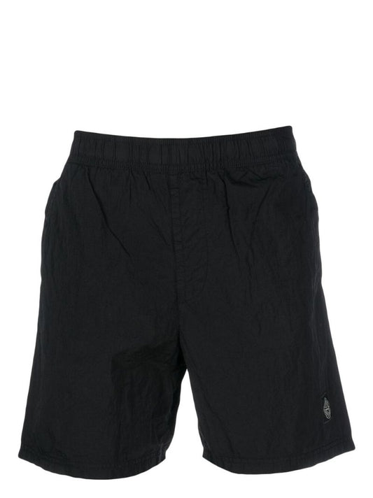 Black Compass Patch Swim Shorts