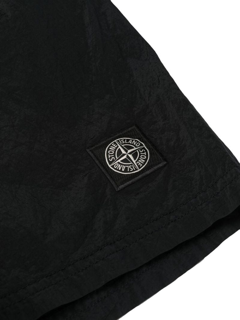 Black Compass Patch Swim Shorts