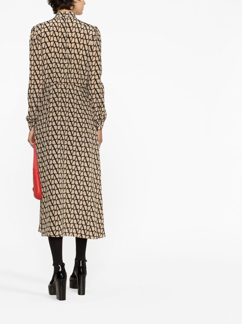 Neutral Scarf Detail Vlogo Print Dress