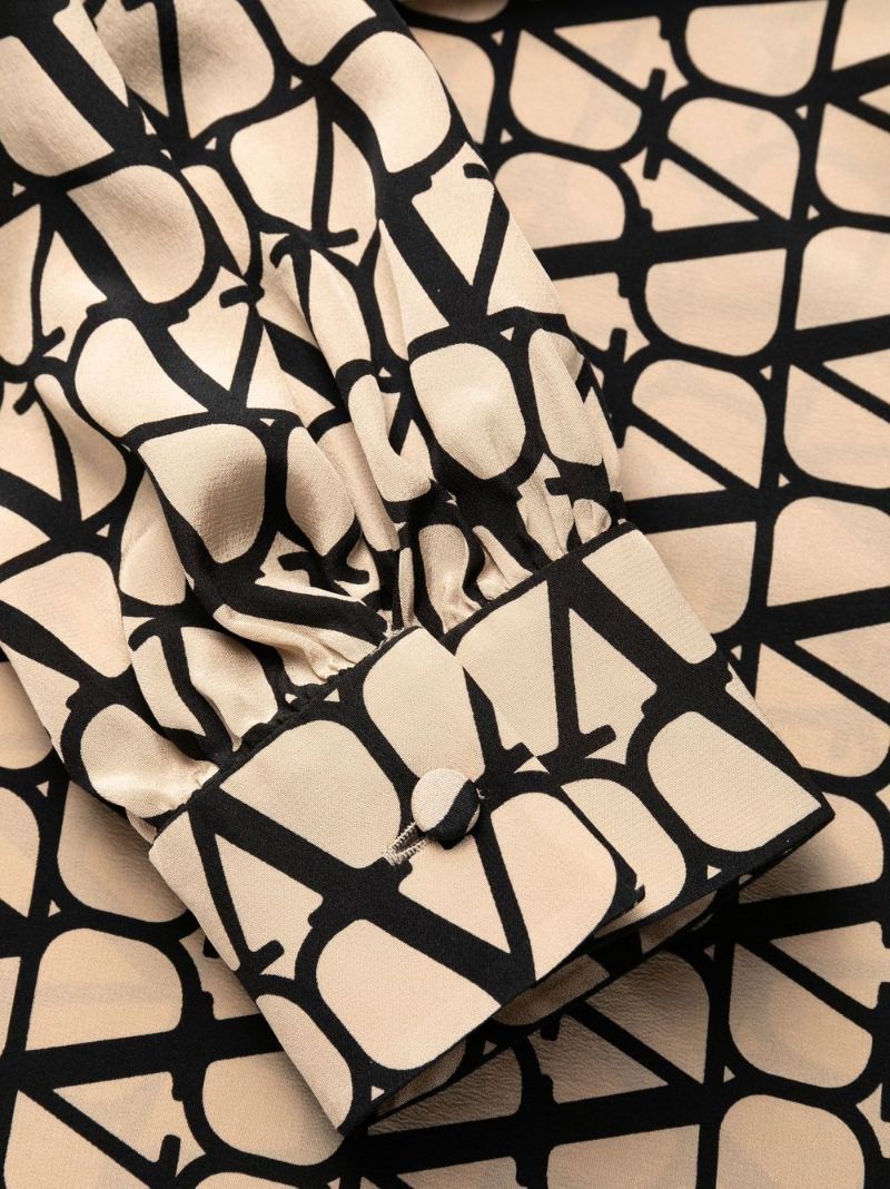 Neutral Scarf Detail Vlogo Print Dress