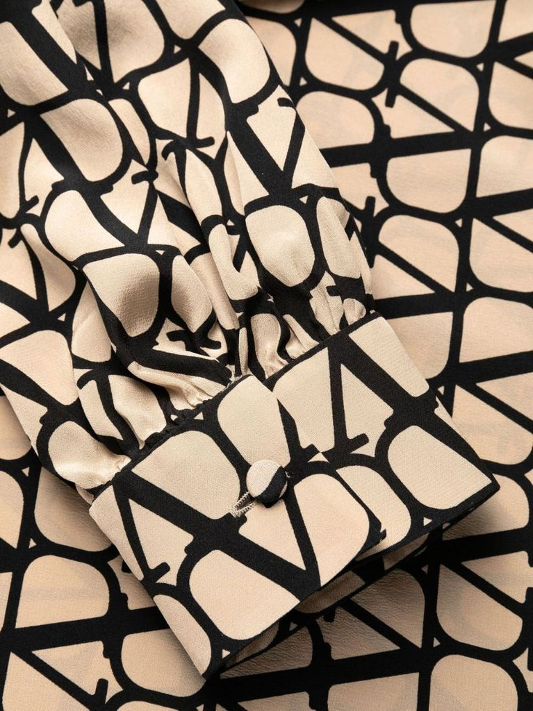 Neutral Scarf Detail Vlogo Print Dress