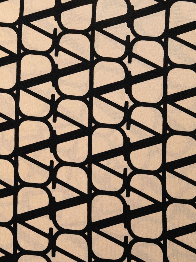 Neutral Scarf Detail Vlogo Print Dress