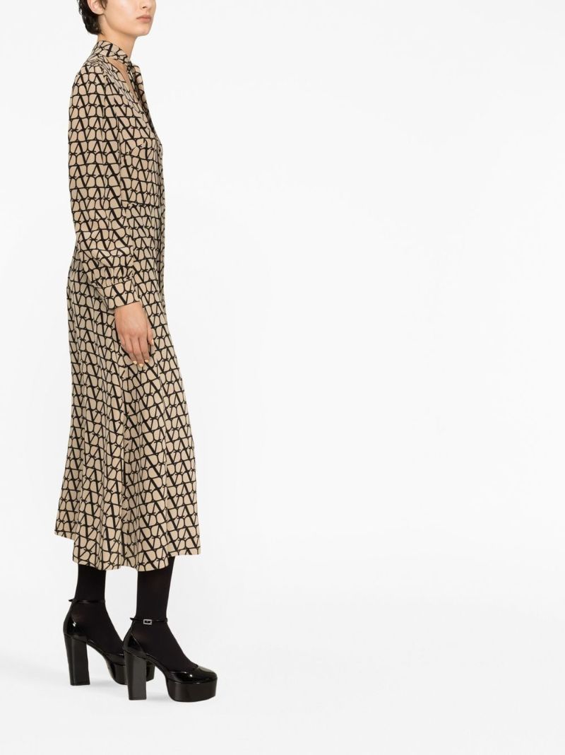 Neutral Scarf Detail Vlogo Print Dress
