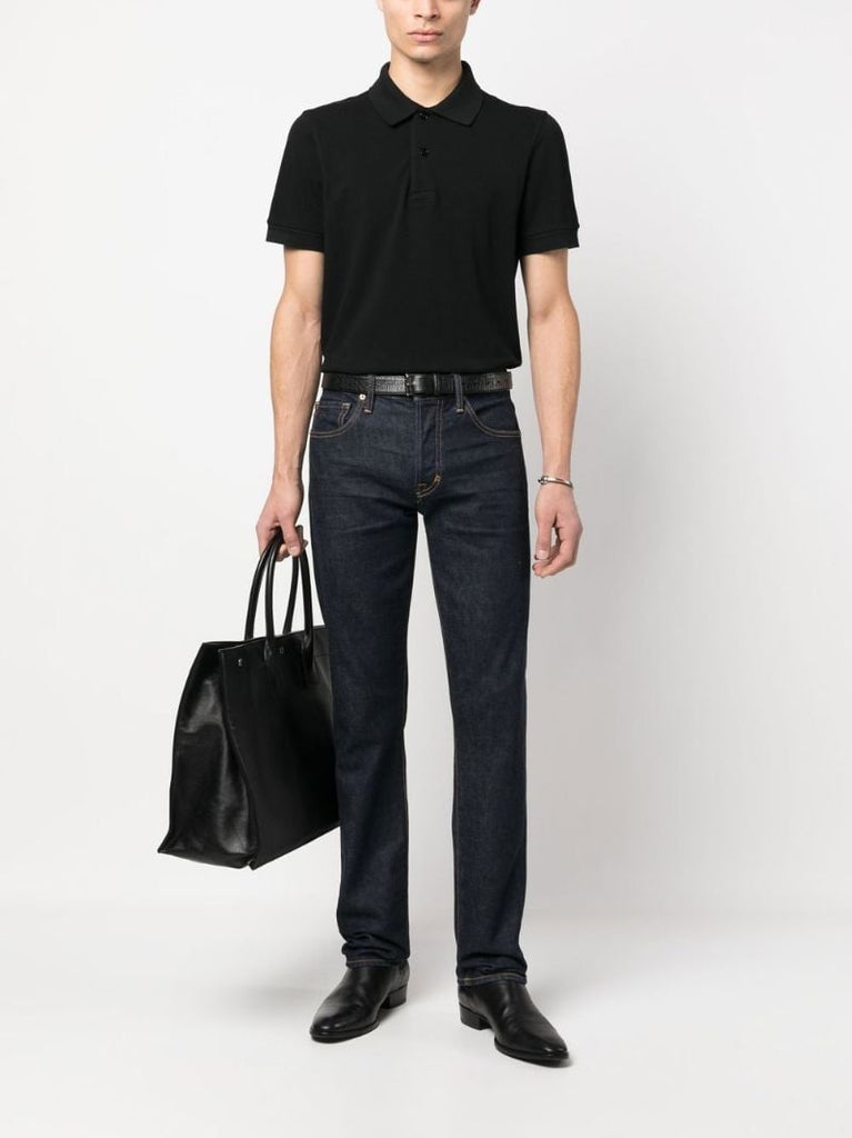 Black Cotton Polo Shirt