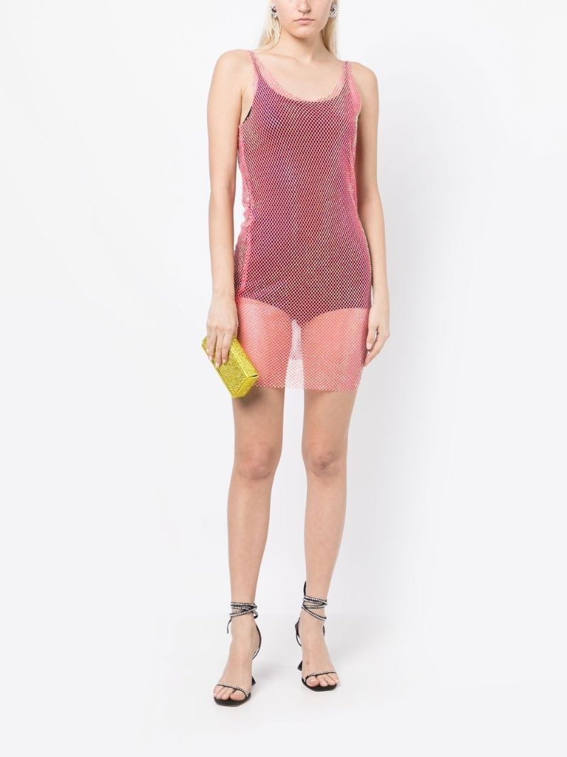 Pink Sydney Crystal Mesh Mini Dress