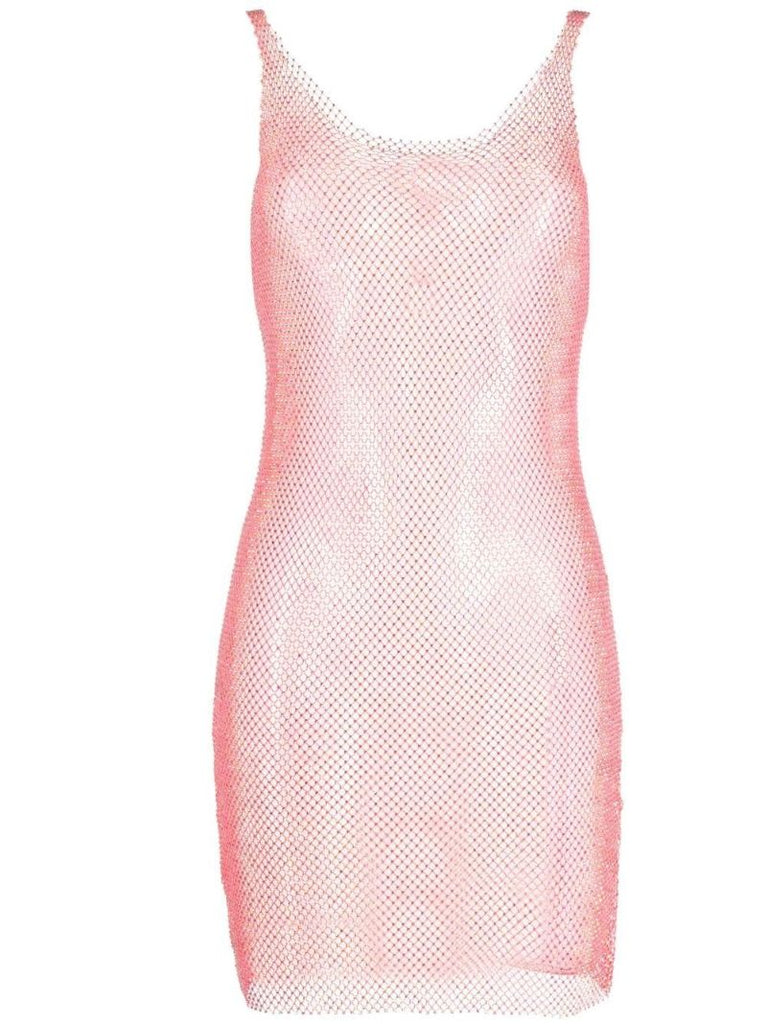 Pink Sydney Crystal Mesh Mini Dress