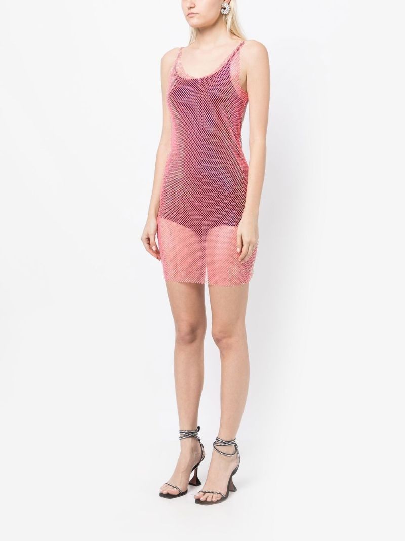 Pink Sydney Crystal Mesh Mini Dress