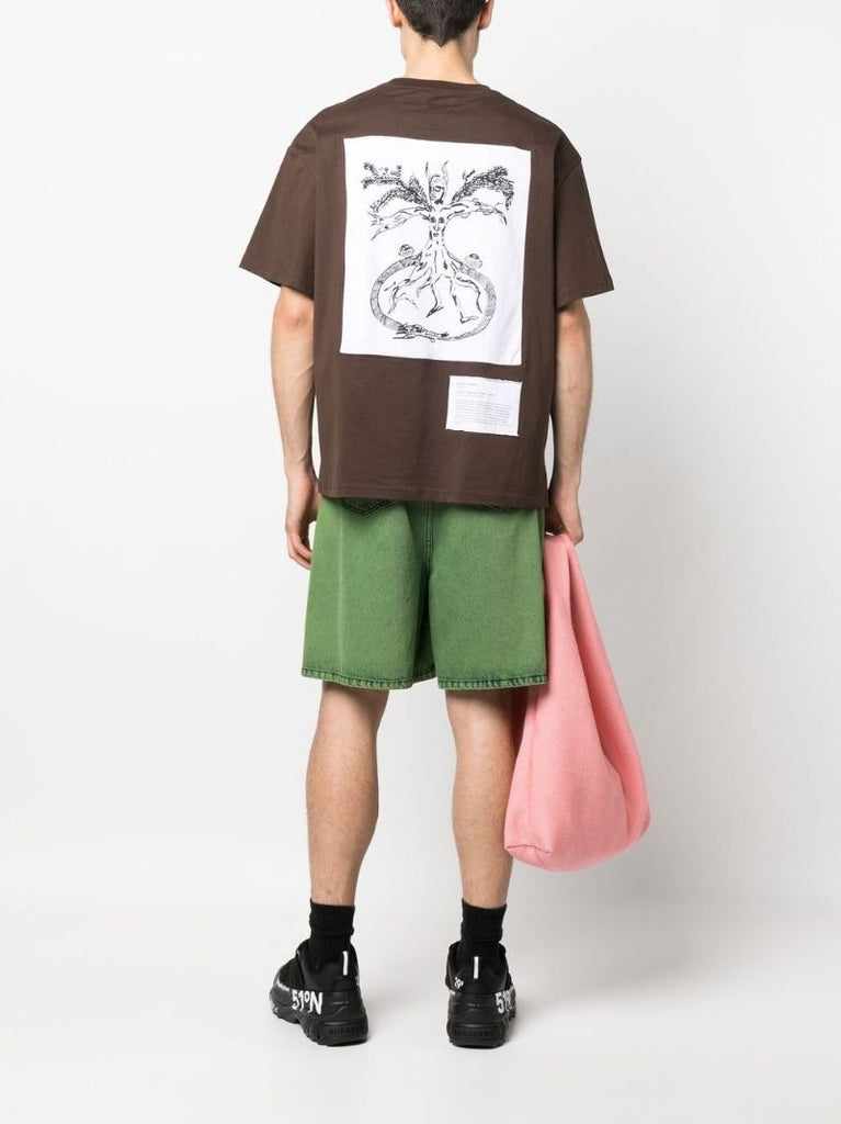 Brown Logo Embroidered Organic Cotton T-shirt