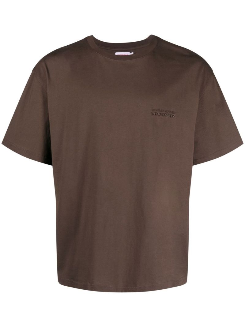 Brown Logo Embroidered Organic Cotton T-shirt