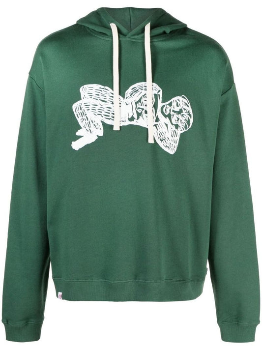 Green Graphic Print Organic Cotton Hoodie