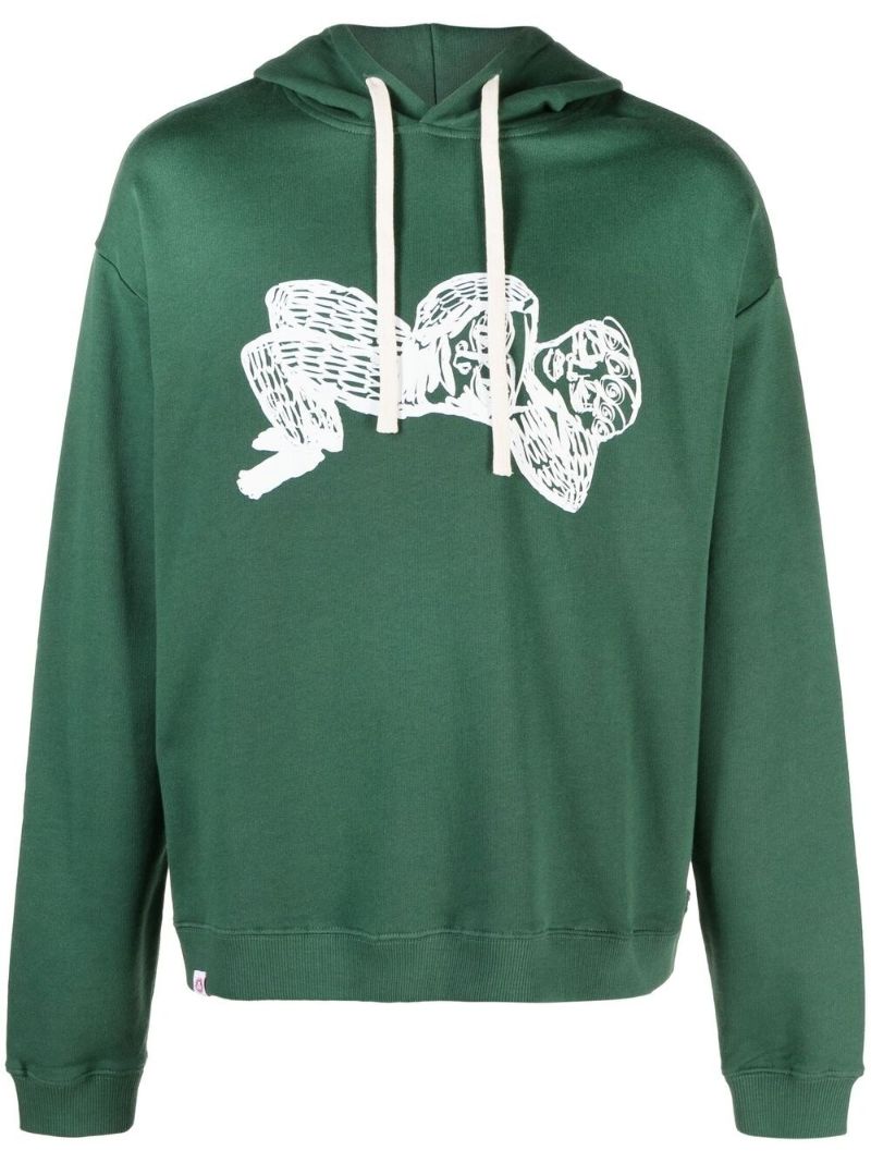 Green Graphic Print Organic Cotton Hoodie