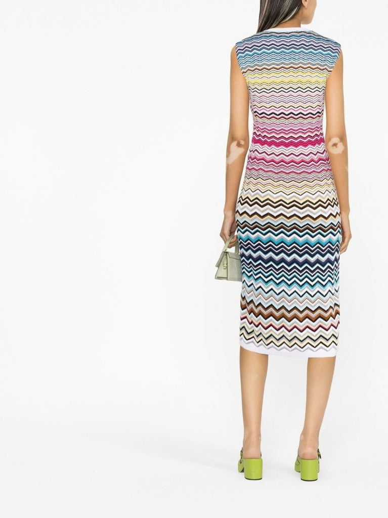 Multicolour Zig-zag Midi Dress