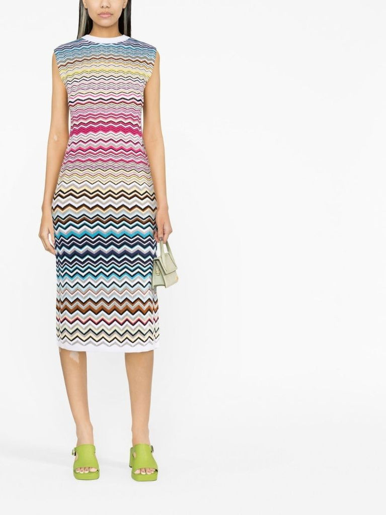 Multicolour Zig-zag Midi Dress